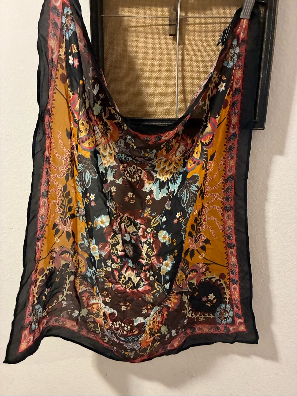 Maya Black Mustard Floral Lightweight Scarf